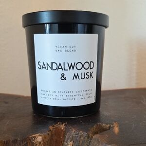 Sandalwood & Musk Vegan Soy Candle - Black